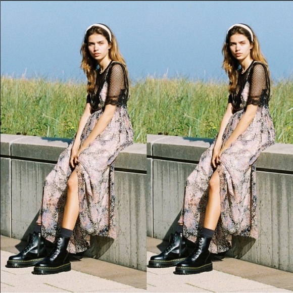 Free People Mesh Floral Maxi Dress size Medium - Picture 2 of 10